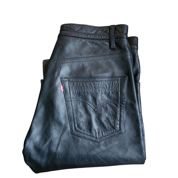 Levi's Lot 53 Black Leather Pants Roswell Collection Rare - Picture 3 of 16